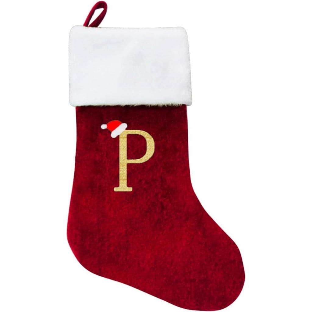 HOME'S FRIEND Meias de Natal com Letras, Meias de Natal de Pelúcia com Monograma de 18 Polegadas, Meias Grandes Bordadas