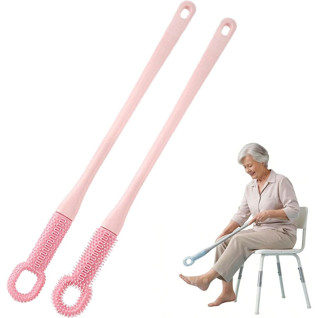 Escova de Limpeza Profunda para os Pés com Cabo Longo – Esfoliador de Pés para o Chuveiro de 15,7", Cerdas de Silicone p