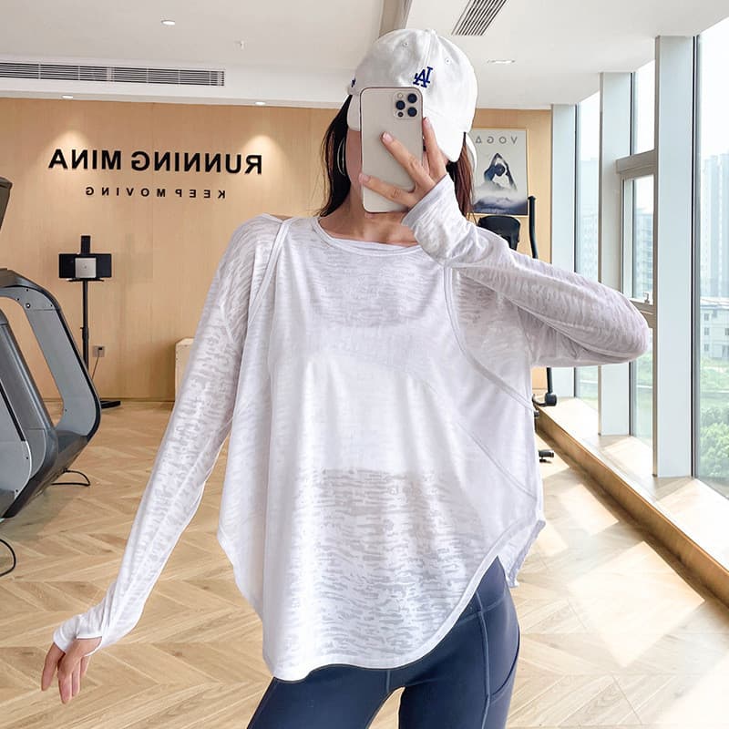Roupas de Yoga de tamanho grande soltas de manga comprida algodão puro alta elasticidade roupas de Fitness para maternid