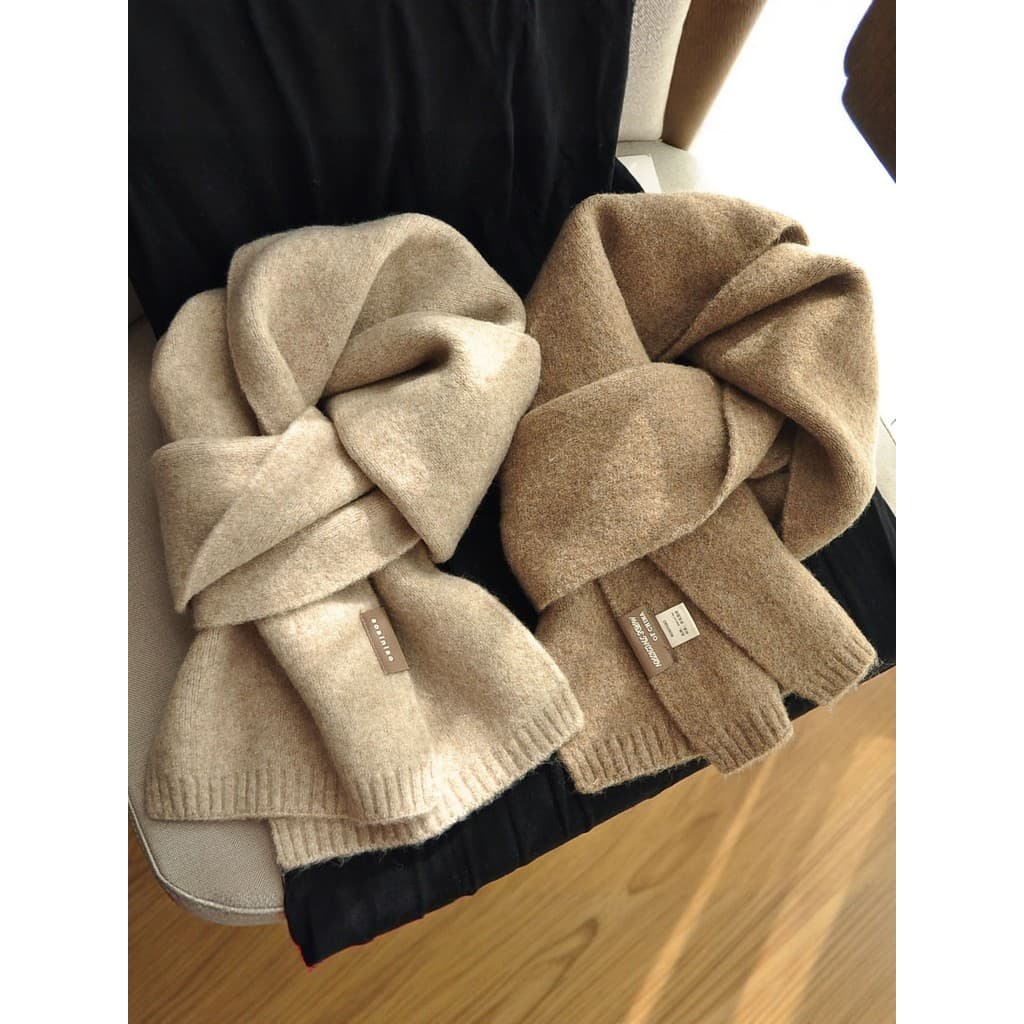 Inverno pequeno cachecol feminino macio quente estilo coreano atmosfera lenço estreito 2025 novo estilo High-End estudan