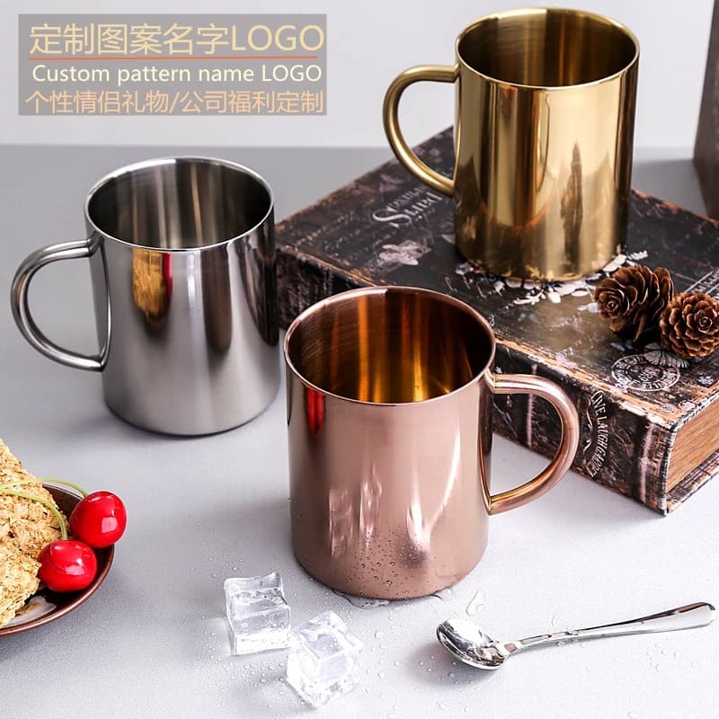 Ins nórdico dupla camada Anti-café copo de água quente Retro criativo único 316 caneca água potável moda xícara de chá