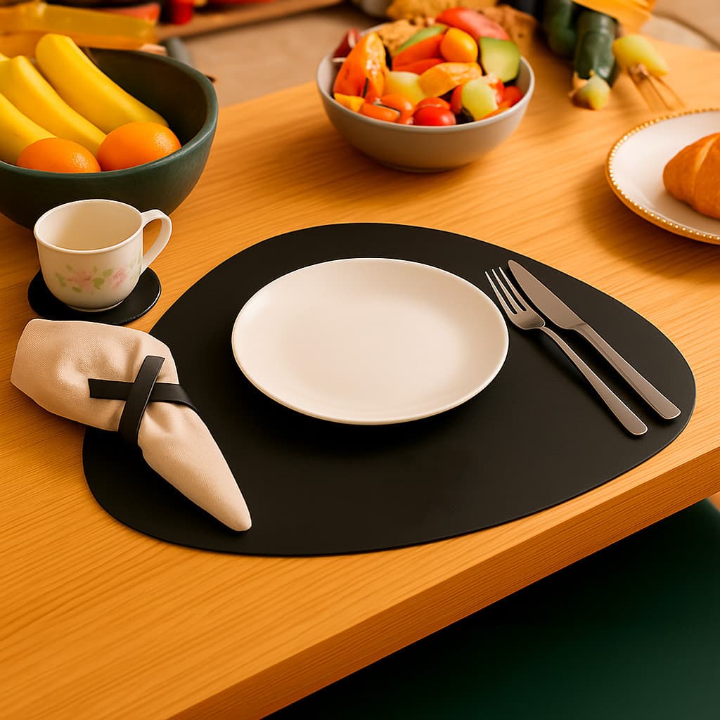 Jogo Americano Souplast Ecologico Orgânico Mesa Posta Jantar + Porta Copos Porta Guardanapo