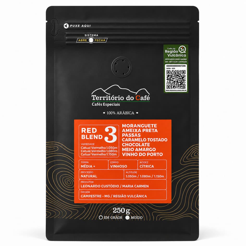 Café Especial Red Blend 3 250g 100% Arábica Chocolate Ameixa Preta e Vinho do Porto