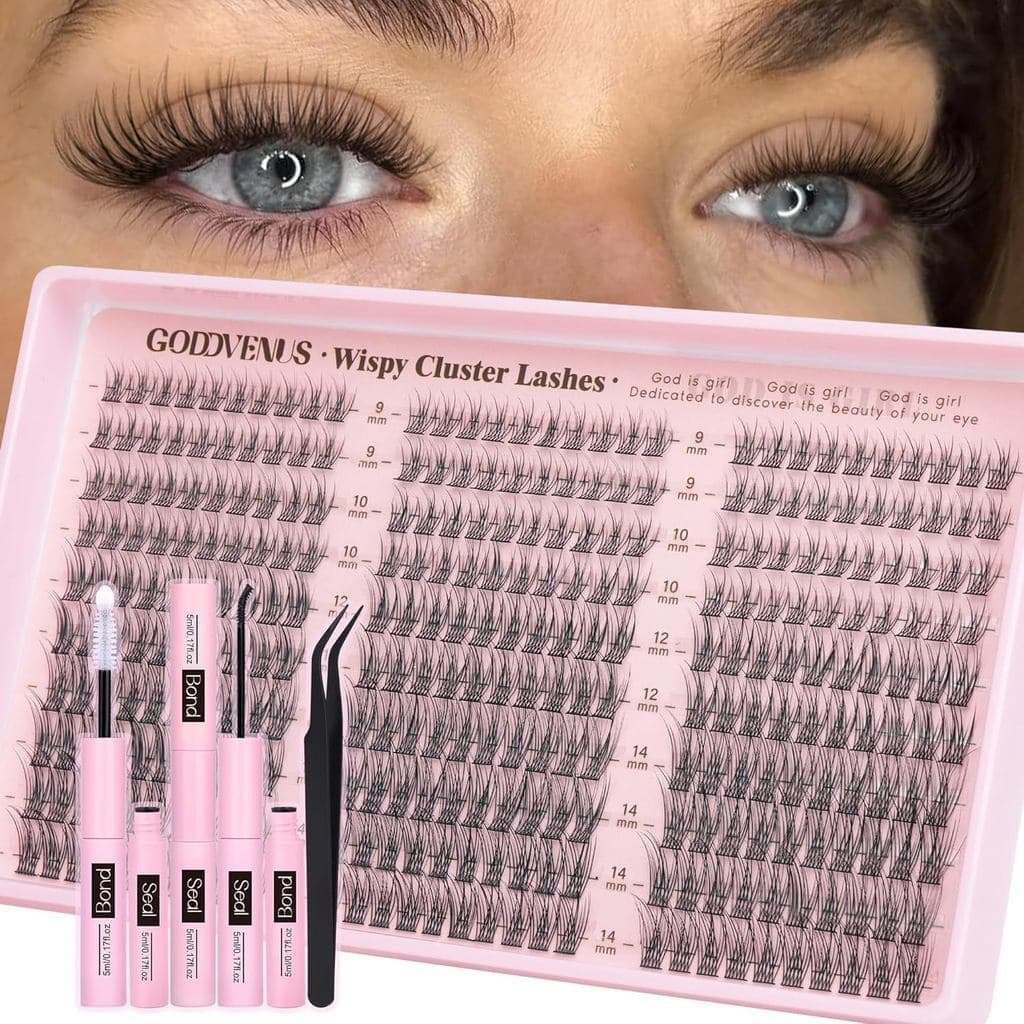 Kit de Cílios Postiços Goddvenus 9-14mm, Cílios Postiços Naturais para Extensão de Cílios DIY, Kit de Extensões de Cílio