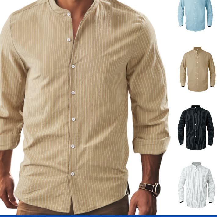 Camisa Masculina Listrada casual De Manga Comprida