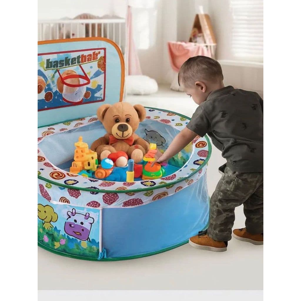Piscina para Bolinhas Com Cesta de Basquete Ball Dobrável Infantil Barraca Para Brinquedos e Bolinhas