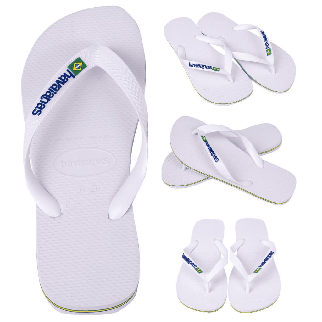 Chinelo Sandália Havaianas Brasil Logo Legítimo Branco Original Verão Casual Masculino Feminino