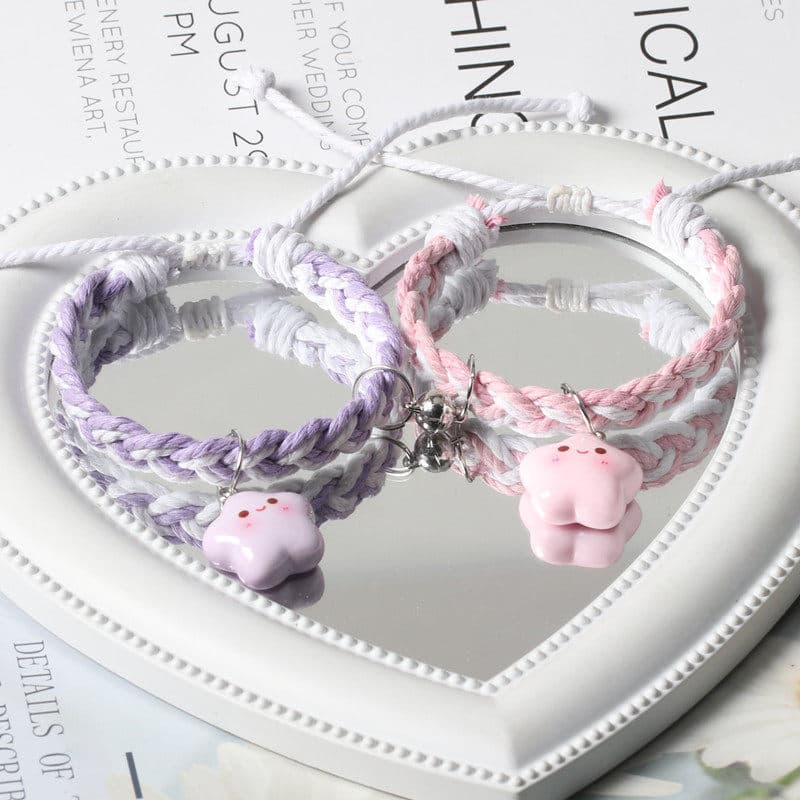 pulseira pulseira masculina Original bonito pequena estrela trançado casal alça de mão magnética menina coração namorada