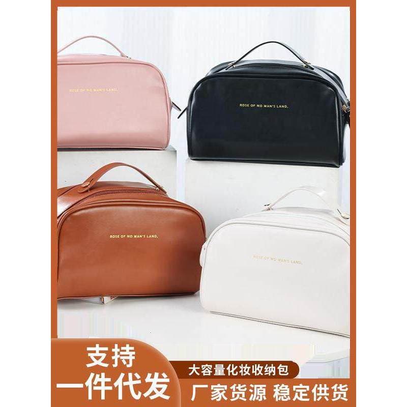 Novo estilo Super grande capacidade saco cosmético portátil feminino plutônio duplo zíper portátil à prova dwaterproof á