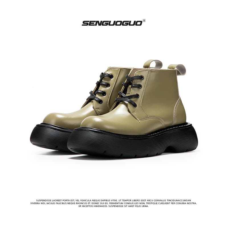 @@ Senguoguo Martin Botas masculinas de cano alto inverno novo estilo botas curtas plataforma de sola grossa botas de co