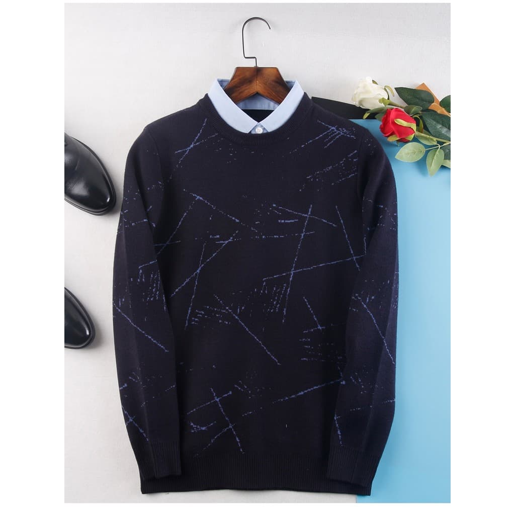 HL23160 Sea Series Suéter de malha masculino suéter falso de duas peças outono inverno pulôver negócios Casual juventude
