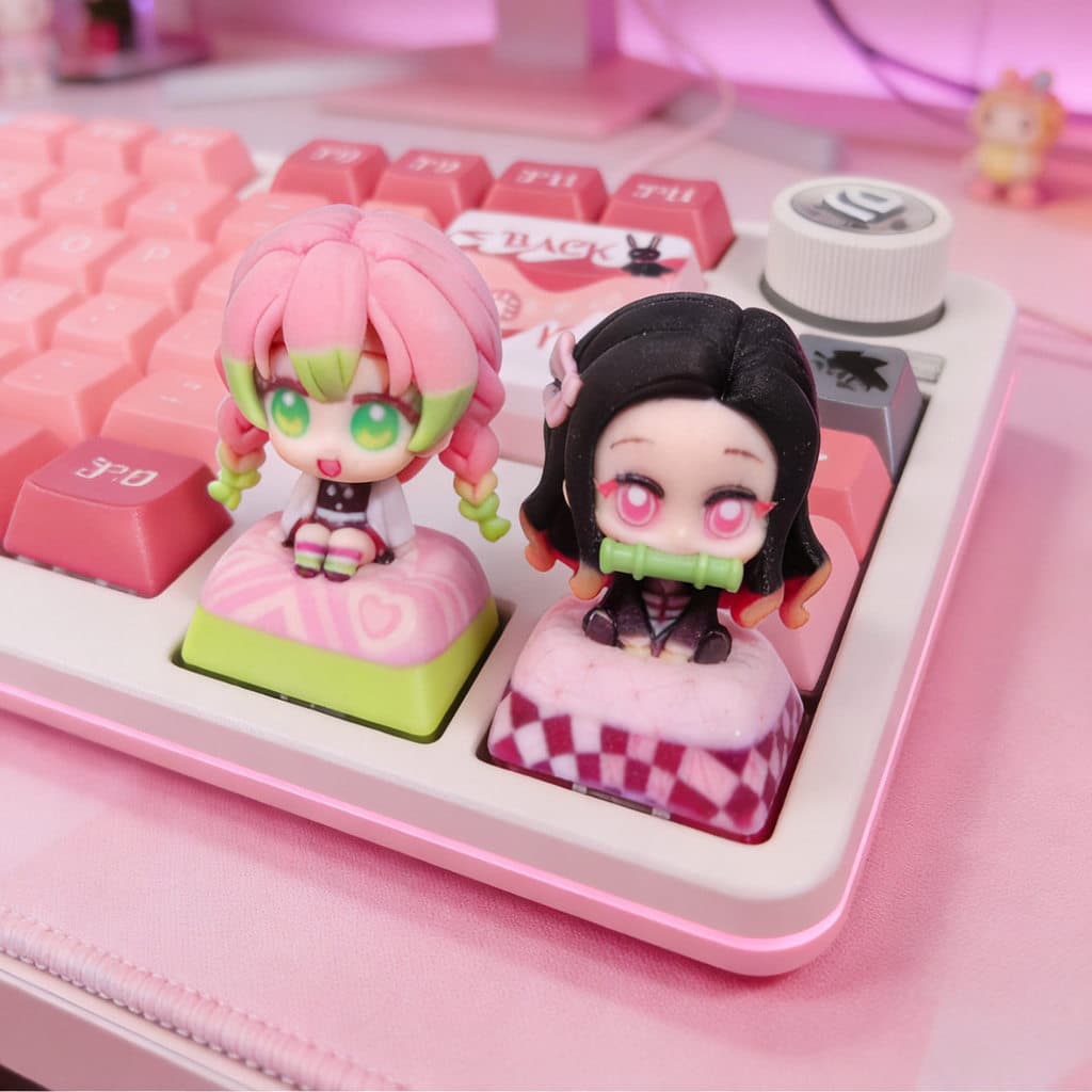 [Tecla tridimensional exclusiva] Teclado mecânico da série Demon Slayer Criativo substituível Keycap Decoração de mesa