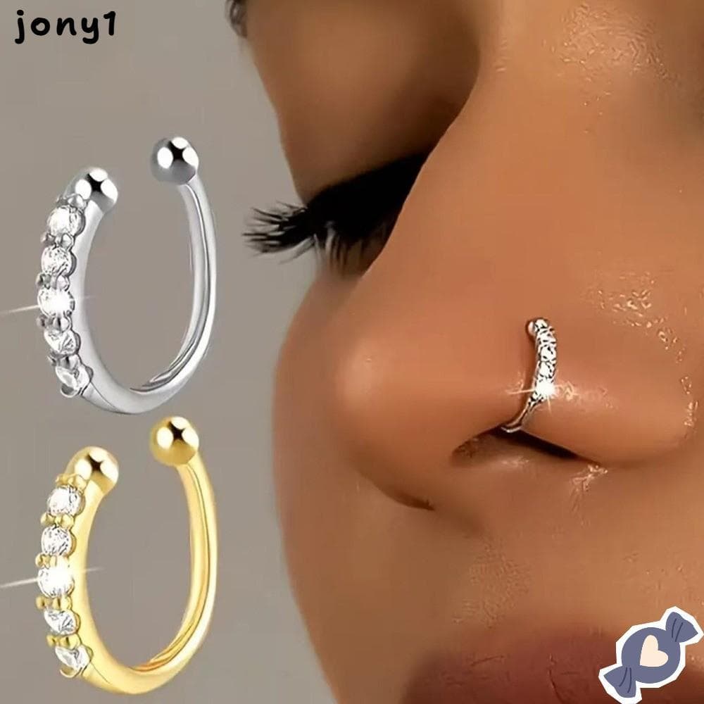Joias De Piercing De Nariz THUY , Anéis Falsos Hipoalergênicos Ajustáveis Prateados E Dourados
