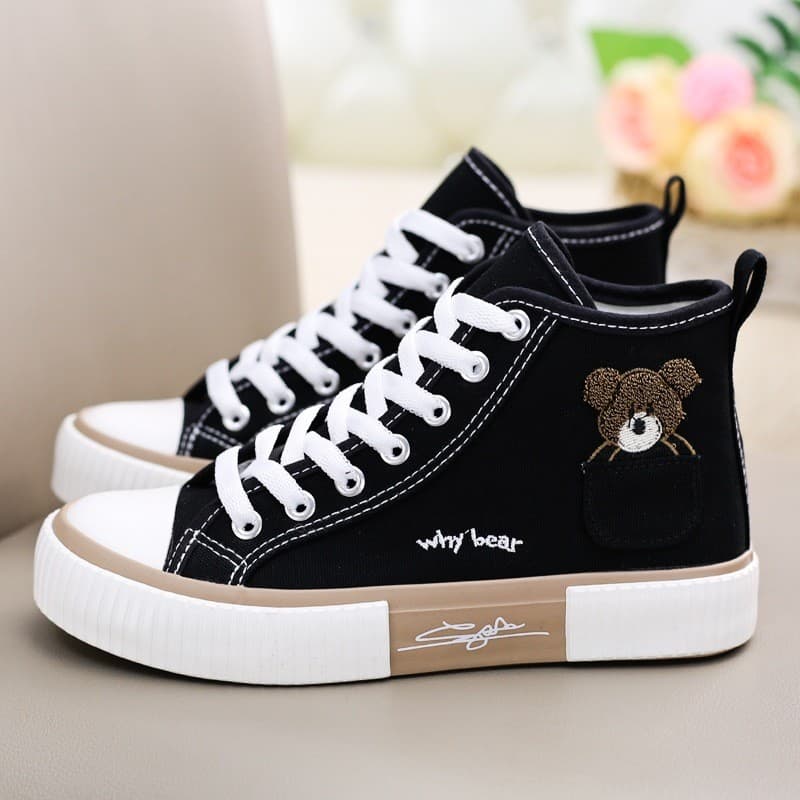 Pocket Bear Sapatos de cano alto Sapatos de lona Tênis Sapatos pretos