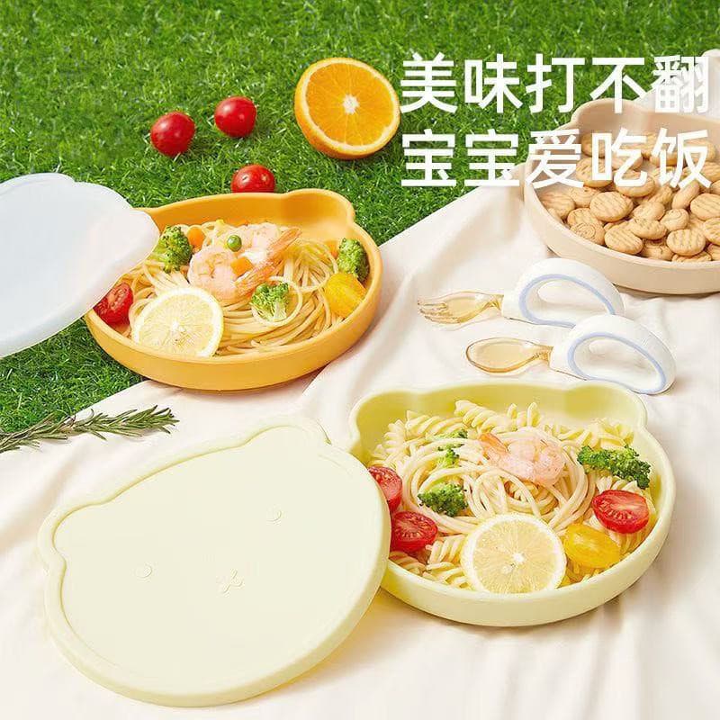Tigela de suplemento alimentar para bebês, ventosa de Silicone integrada, autocomer, tigela de suplemento alimentar para