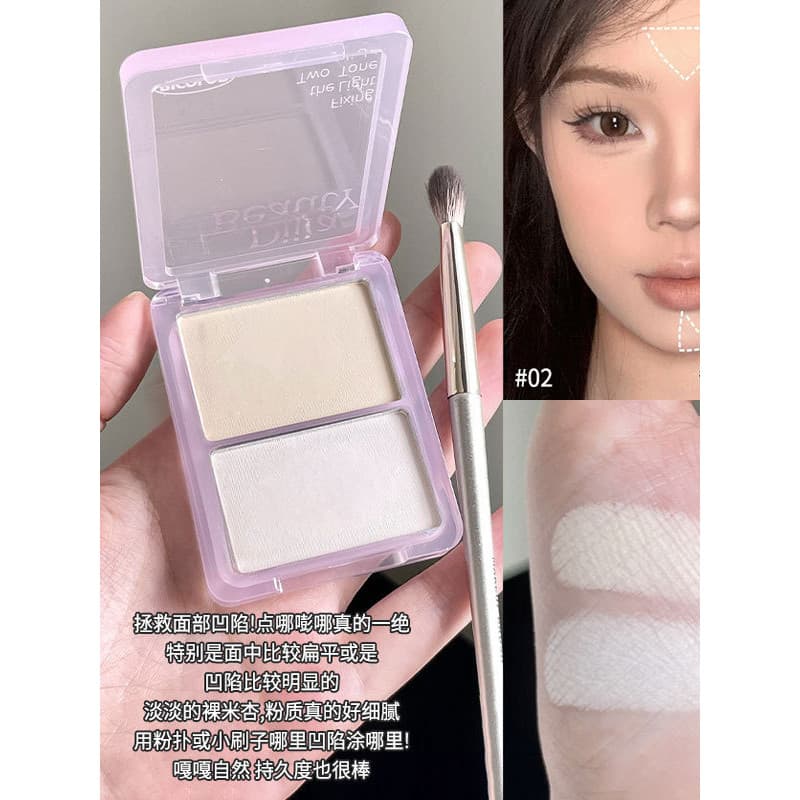 Placa de contorno de destaque de duas cores branco fosco brilho deprimido olhos faciais rasgo sulco nariz sombra Blush t