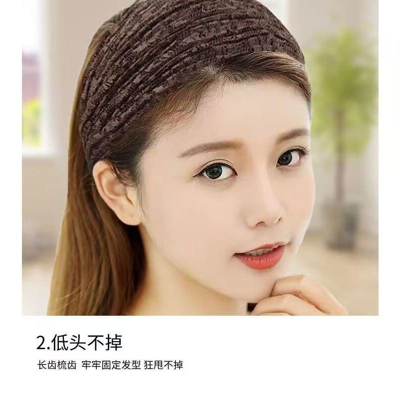Tiara de aba larga estilo coreano, antiderrapante e com dentes, elegante e com renda plissada.