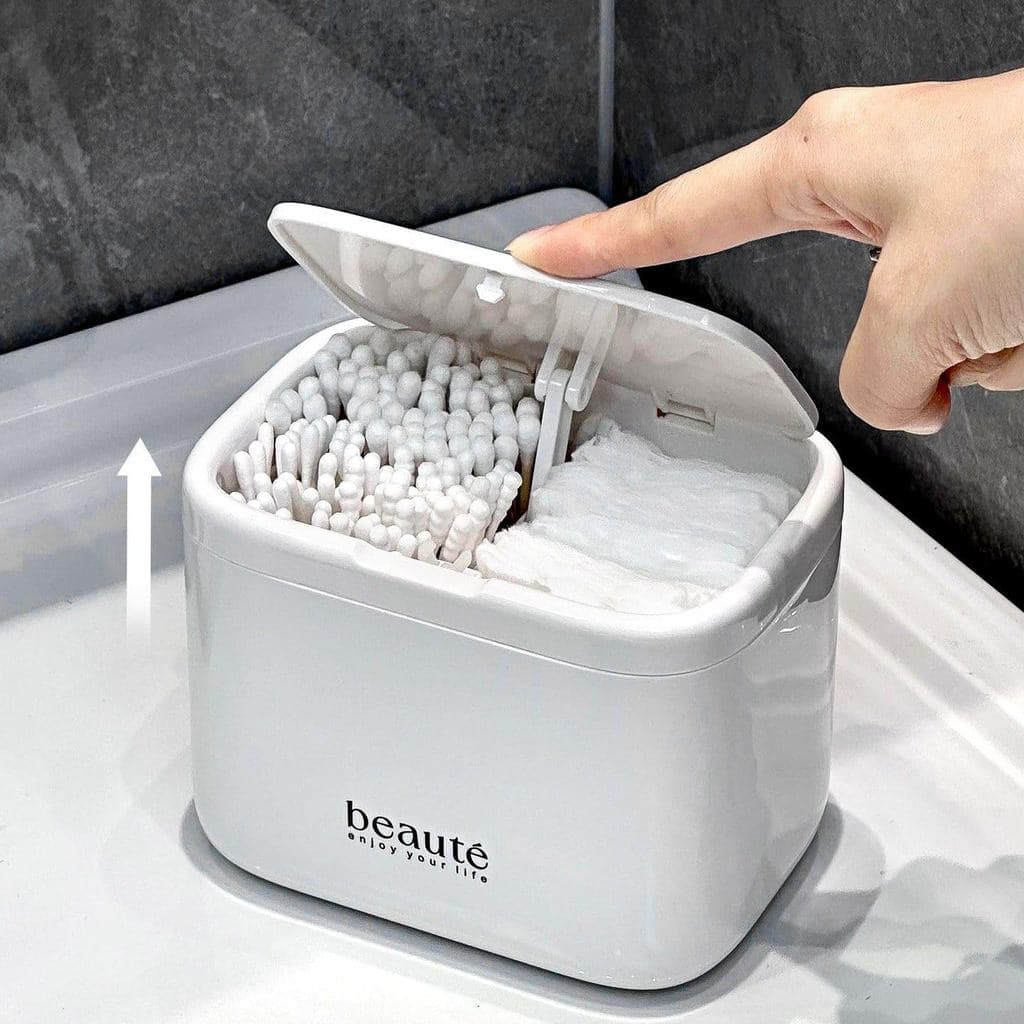 Dispensador De Almofada De Algodão Pop-Up Q-Tip , Organizador De Banheiro De Bancada Montado Na Parede , Caixa De Armaze