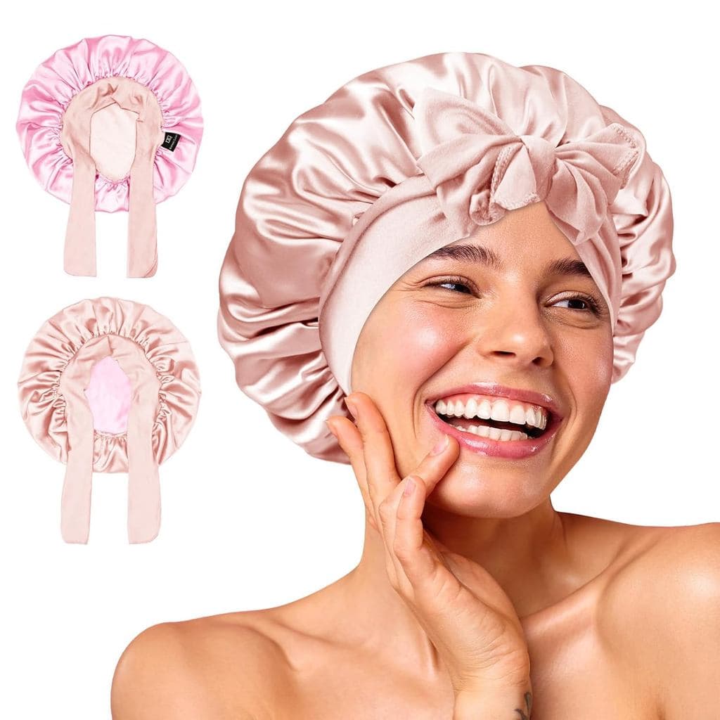 BONNET QUEEN Touca de Cetim Pequena para Dormir, Touca de Seda para Mulheres, Touca de Cabelo Reversível de Dupla Camada