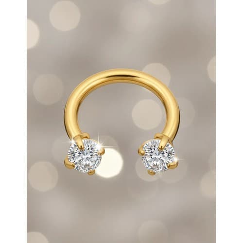 Piercing Ferradura Aço Cirúrgico 316l Com Strass Ferradura 8mm Dourado