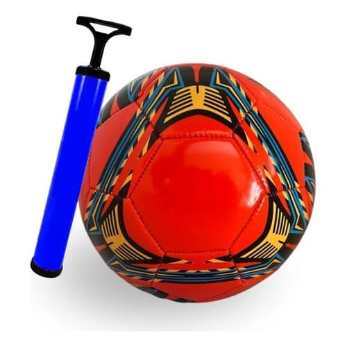 Bola Futebol Tamanho 5 Capotão + Bomba De Ar E Bico Vermelho