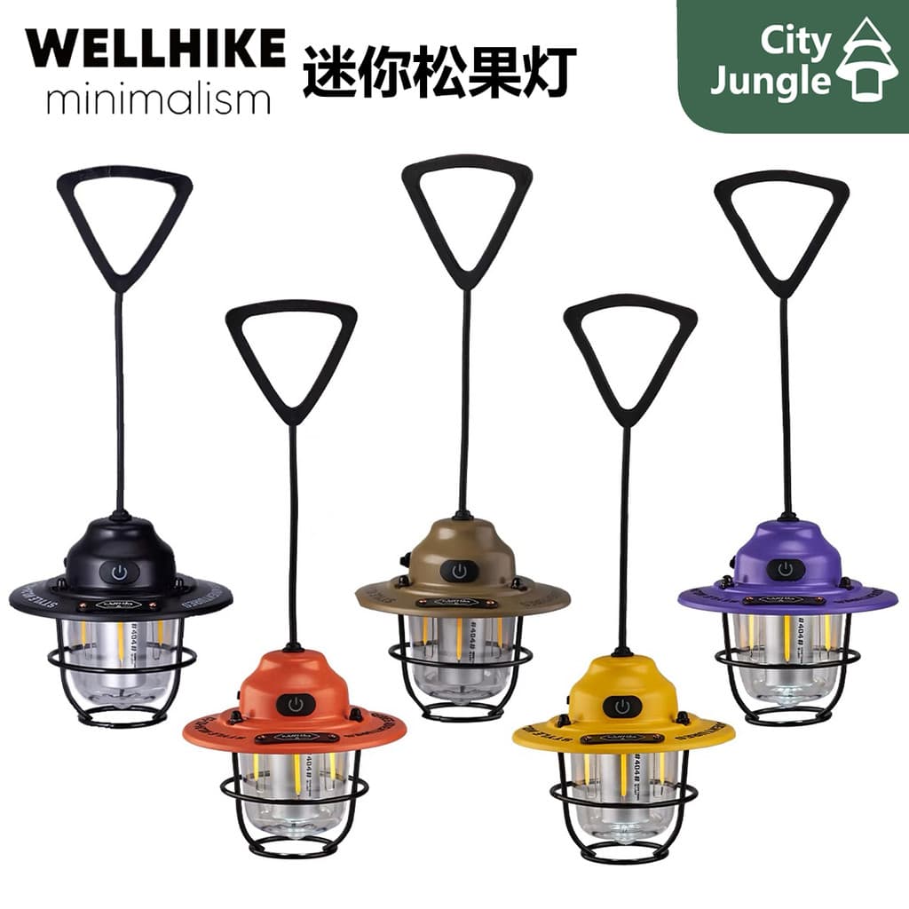 WELLHIKE Luz de pinha para acampamento ao ar livre LED ao ar livre 80h Bateria Luz de acampamento Mini luz para barraca