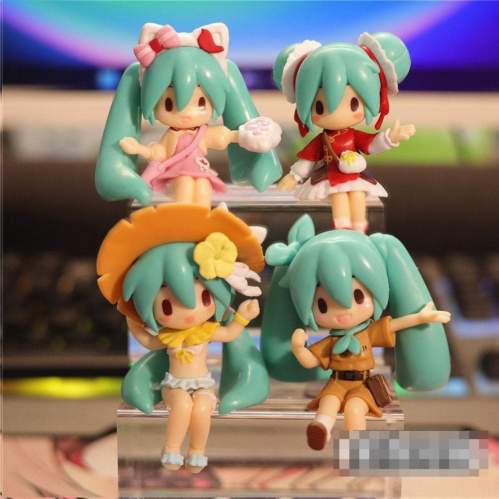 1 Pçs 7cm Japão Dos Desenhos Animados Anime Hatsune Miku Posição Sentada Q Versão Estatueta Cheongsam Maiô PVC Figuras D