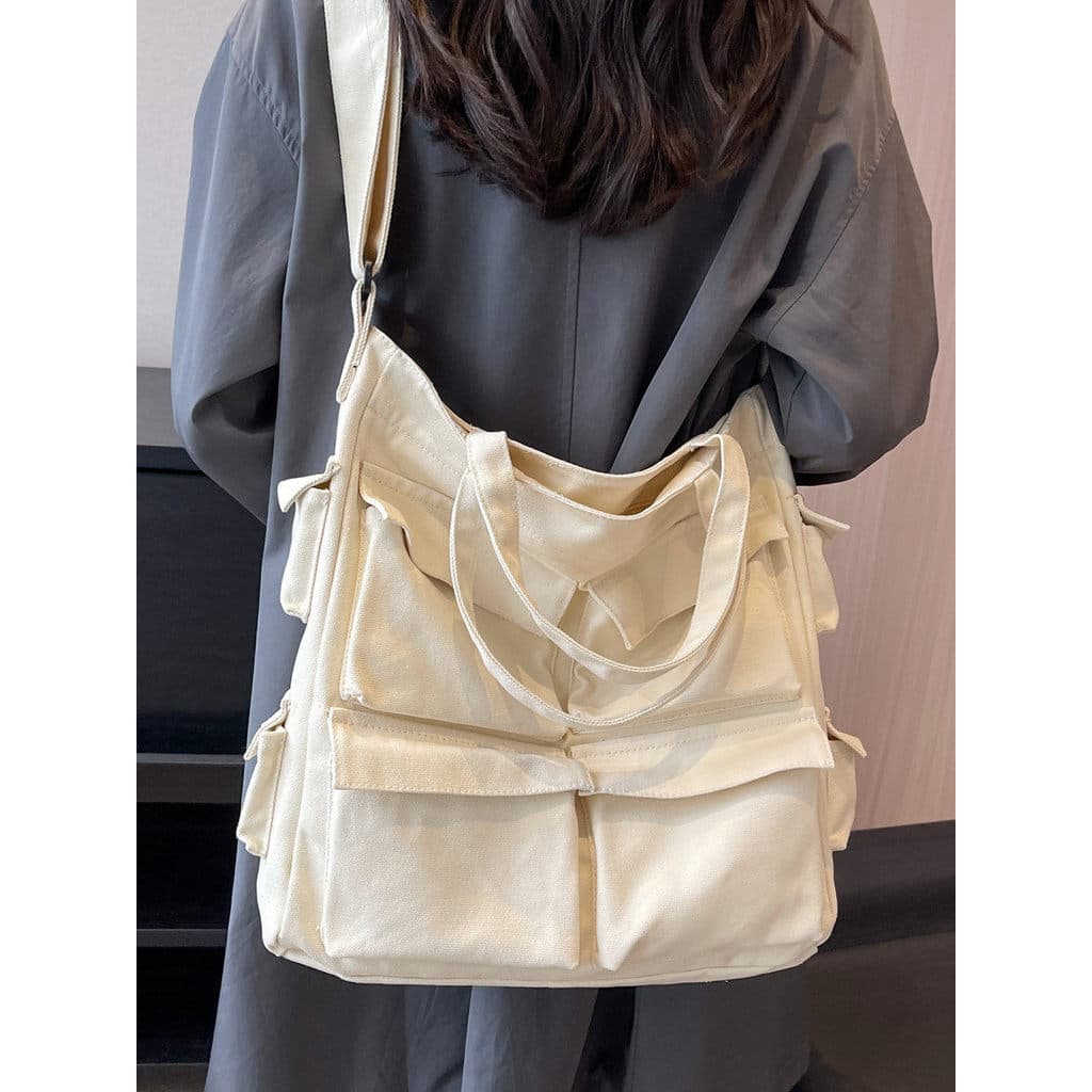 Bolsa de lona retrô japonesa masculina, bolsa mensageiro de grande capacidade, bolsa de lona de classe suplementar para