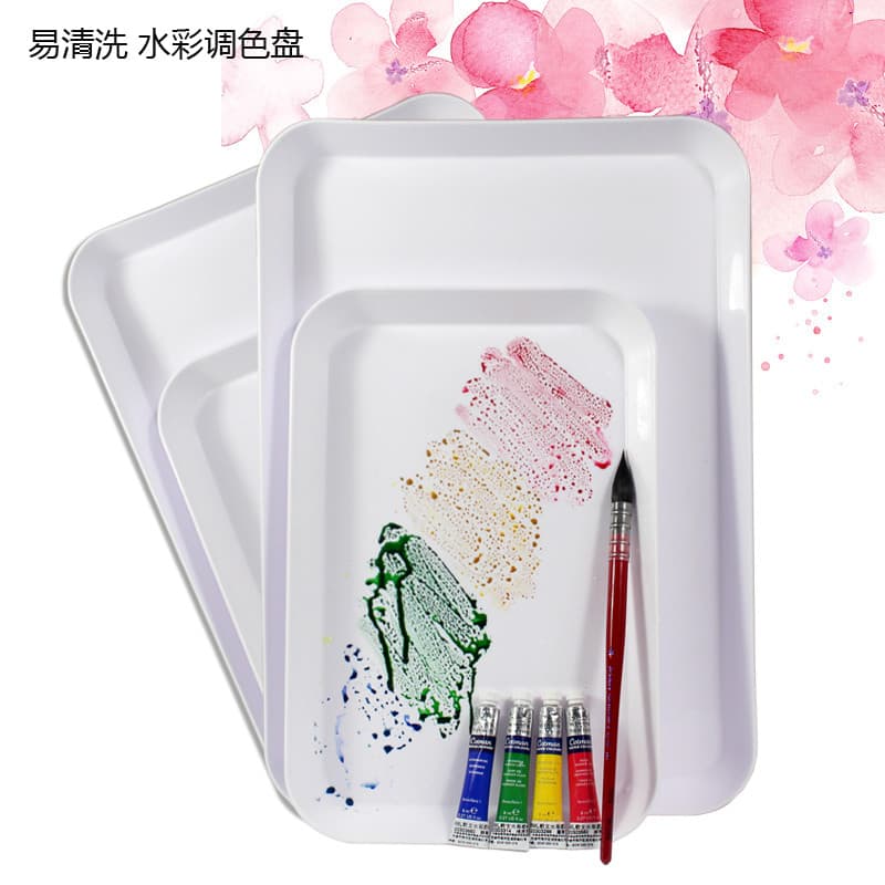 Frete grátis Paleta de plástico Paleta de aquarela quadrada fácil de limpar Paleta de tinta aquarela Guache acrílico Pin