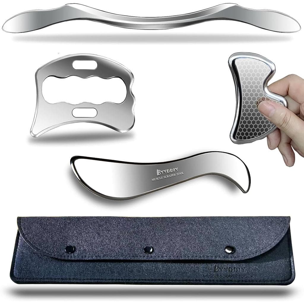 BYYDDIY Kit de Ferramentas de Massagem para Raspagem Muscular Gua Sha em Aço Inoxidável, Ferramentas IASTM, Ótima Terapi