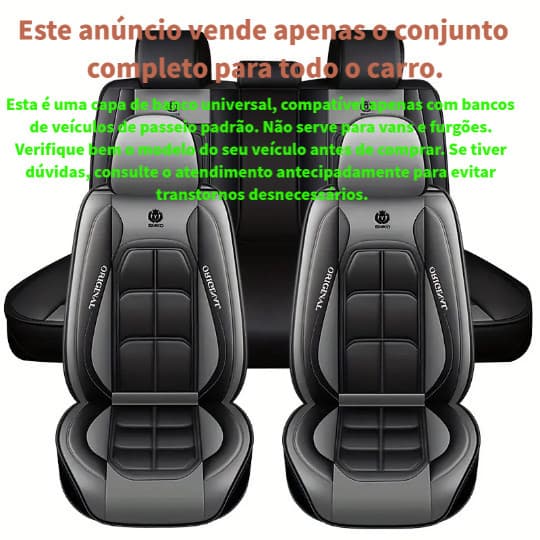 Capas de Assento 5 Lugares Couro PU Resistente à Água | Compatível com Airbag