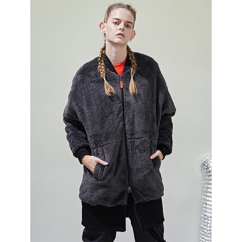 Scaler + raspador ao ar livre feminino jaqueta de lã longa jaqueta de lã manter quente manter quente jaqueta Casual F520