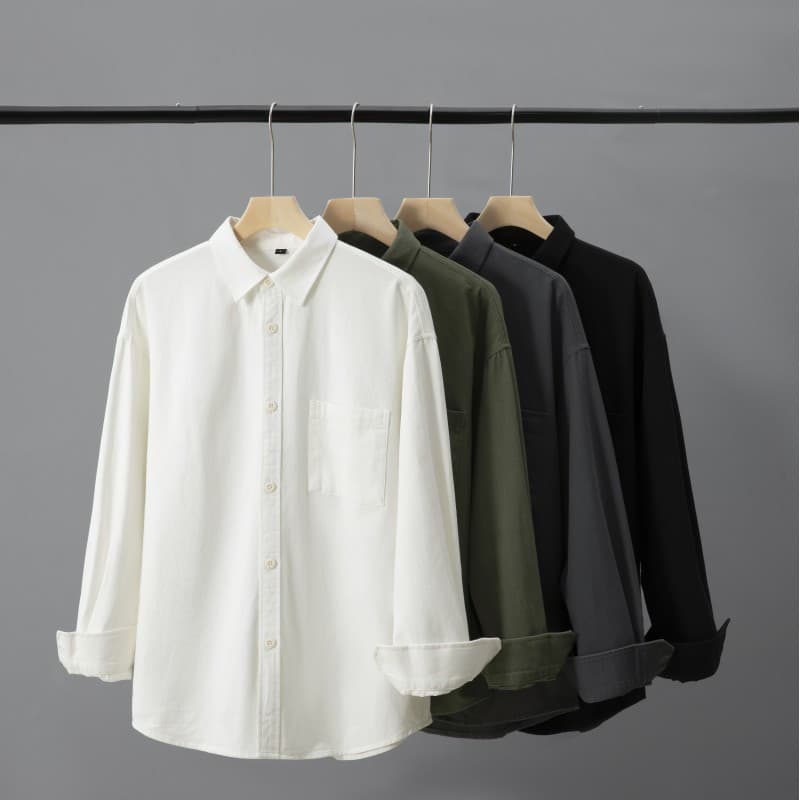 Primavera verão sem gola camisa de linho puro masculina Casual camisa de manga comprida jaqueta em torno do pescoço fino