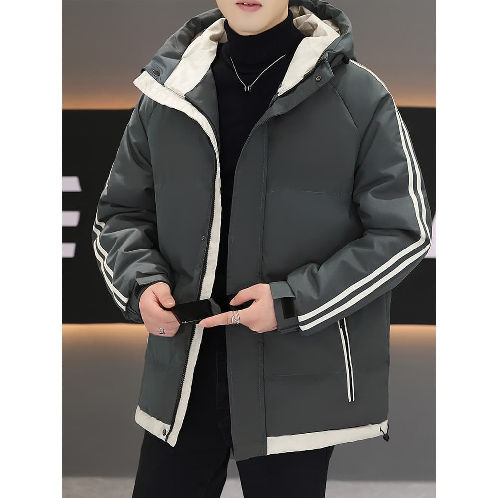 Inverno novo estilo acolchoado jaqueta com capuz jaqueta masculina acolchoada rua Wear curto à prova de vento quente gro