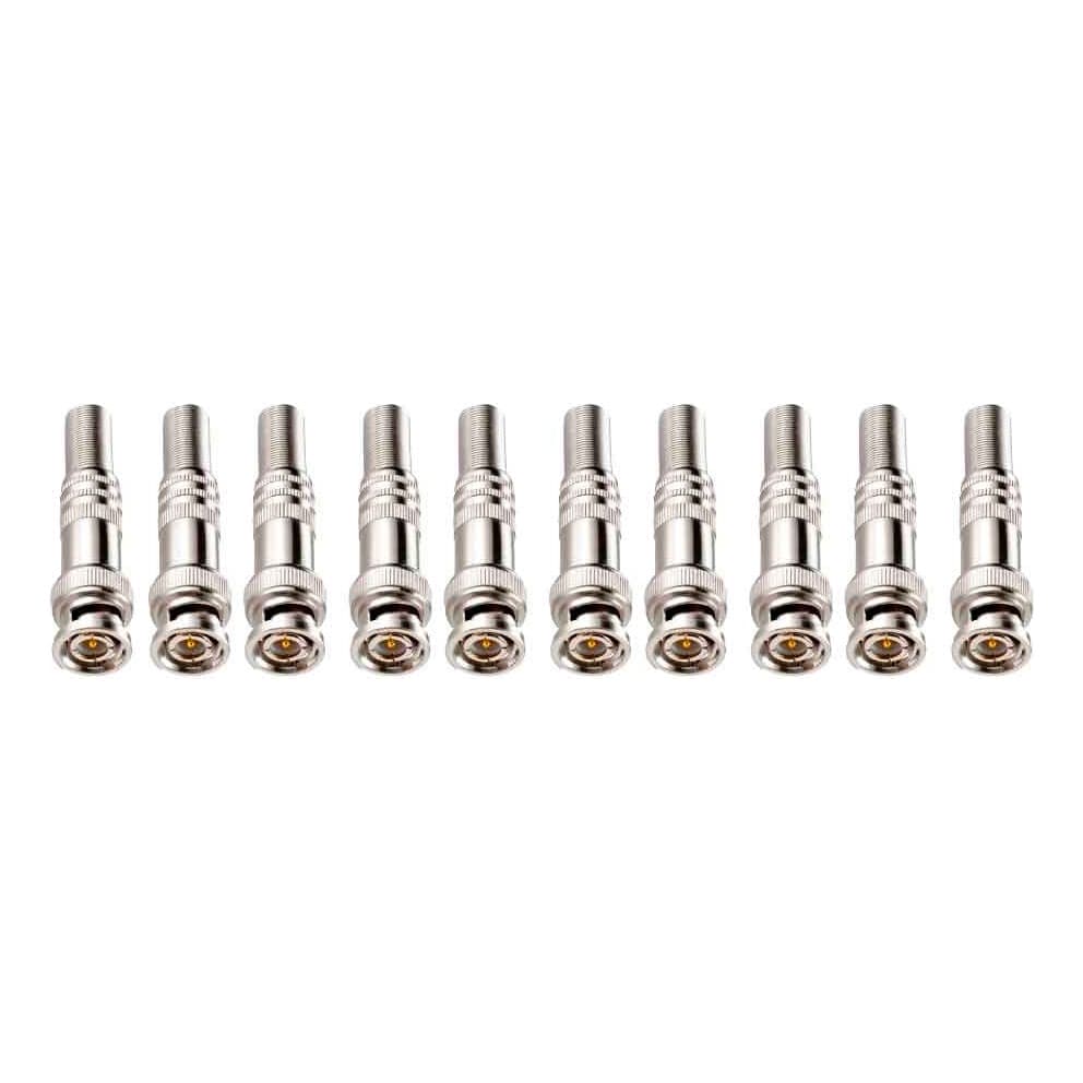 Kit 10 Conectores Plug BNC Macho com Mola de Parafuso