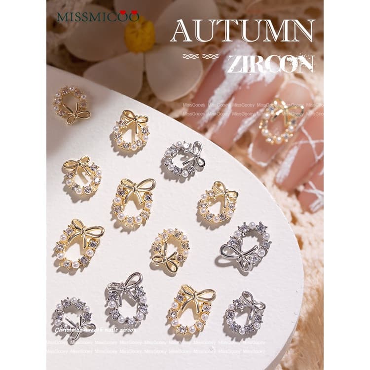 3 peças conjunto acessórios de Manicure 2022 estilo ano novo guirlanda de natal diamante jóias zircão decoração de unhas