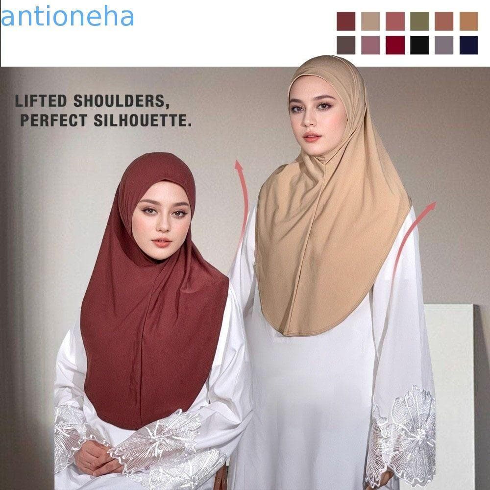 ANTIONEHA Eid Al-Fitr Turbante Longo , Lenço De Cabeça Árabe Respirável De Cor Sólida , Envoltório Hijab Versátil