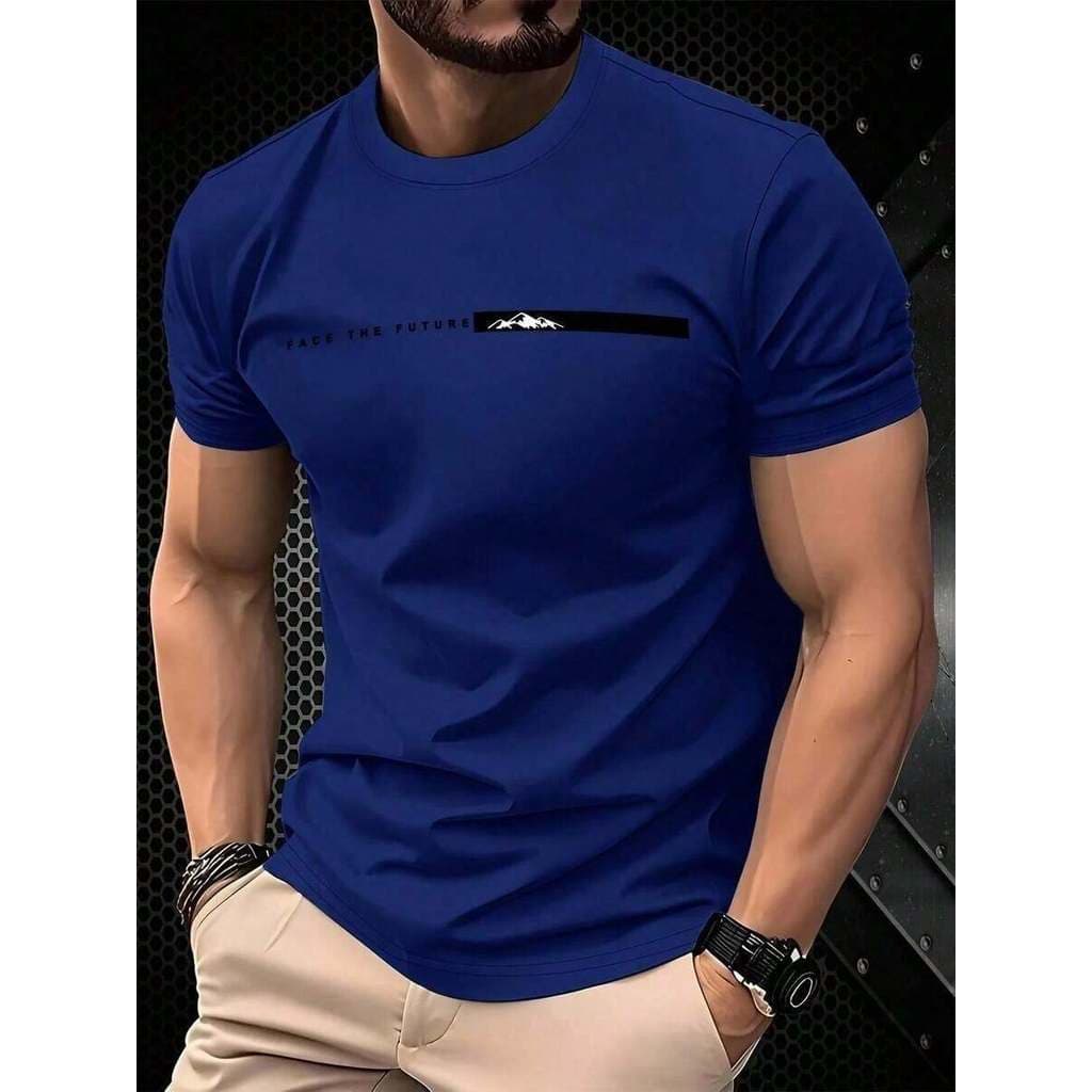 Camiseta Masculina Homens Homem Adulto Slim Fit com Estampa de Letra Gola Redonda e Manga Curta Algodão Promoção Oferta