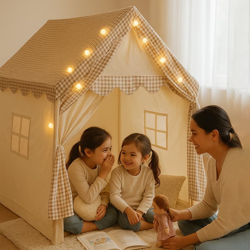 Tenda infantil bebê princesa interior casa pequena com cortina de porta brinquedo Playhouse castelo pequena tenda Base s
