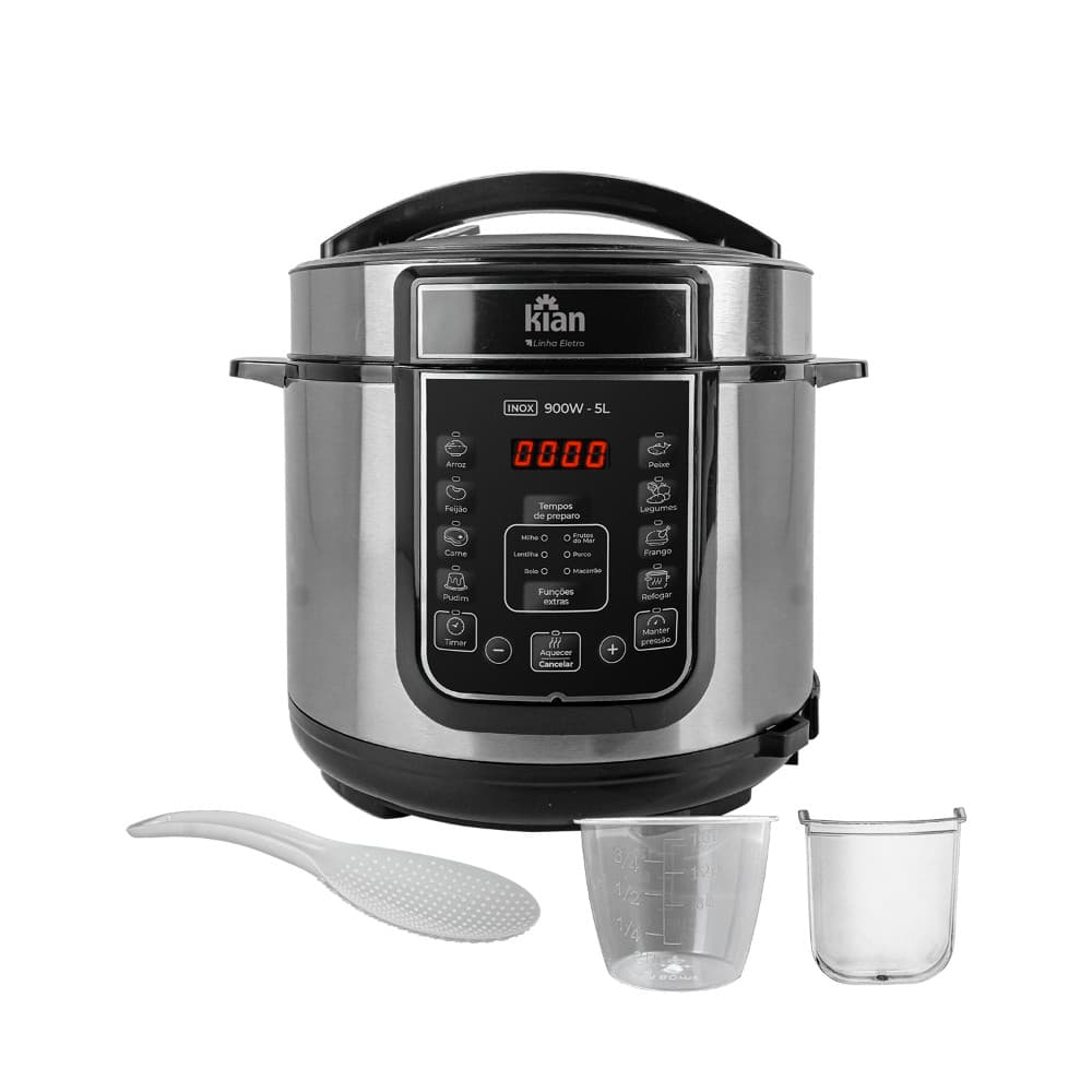 Panela de Pressão Elétrica Kian 5L Display Digital 900W PPE-101 Inox