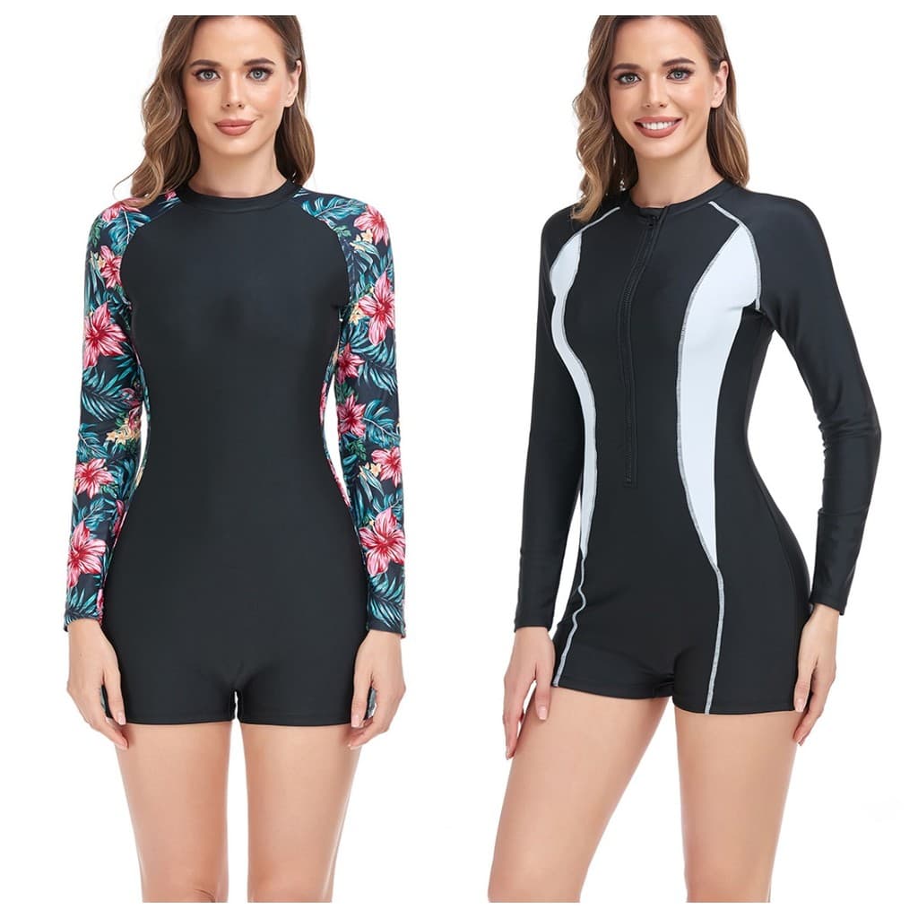 Europeu americano comércio exterior pedido Original exportação maiô feminino Boxer de uma peça de manga comprida proteto