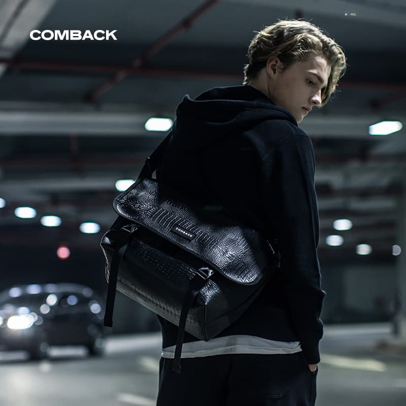 COMBACK Todo Preto Moda Grande Street Wear Bolsa Mensageiro Esportes Correndo Rua Bolsa Mensageiro ins All-Match
