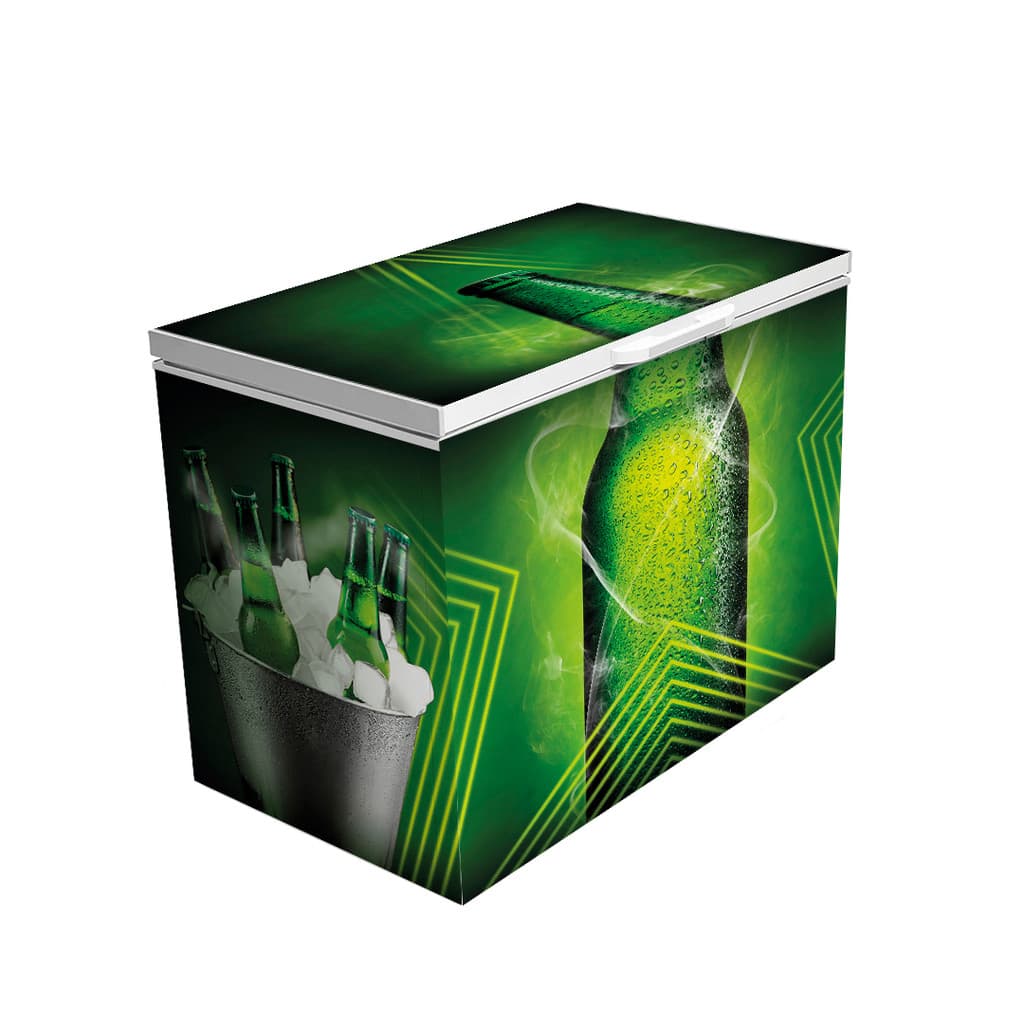 Adesivo Envelopamento Freezer Horizontal 1 Tampa Garrafa Cerveja Verde Estilo Holandesa Completo Para Area Gourmet Bar