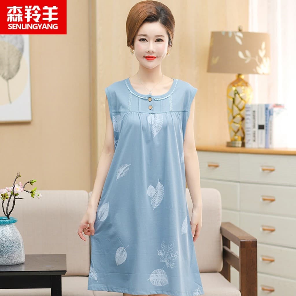 Colete camisola feminina verão puro algodão sem mangas solto mãe de meia-idade puro algodão Plus Size gordura mm vestido