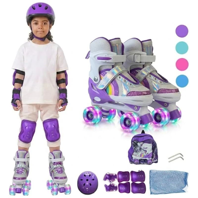 PATINS INFANTIL COM LED COM KIT  - AJUSTÁVEL - DIVERSÃO CRIANÇAS BRINQUEDO