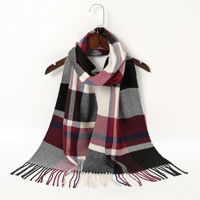 Inverno Xadrez Falso Cachecol De Caxemira Para Mulher Homem Manter Quente Borla Xale Moda Ao Ar Livre À Prova De Vento P