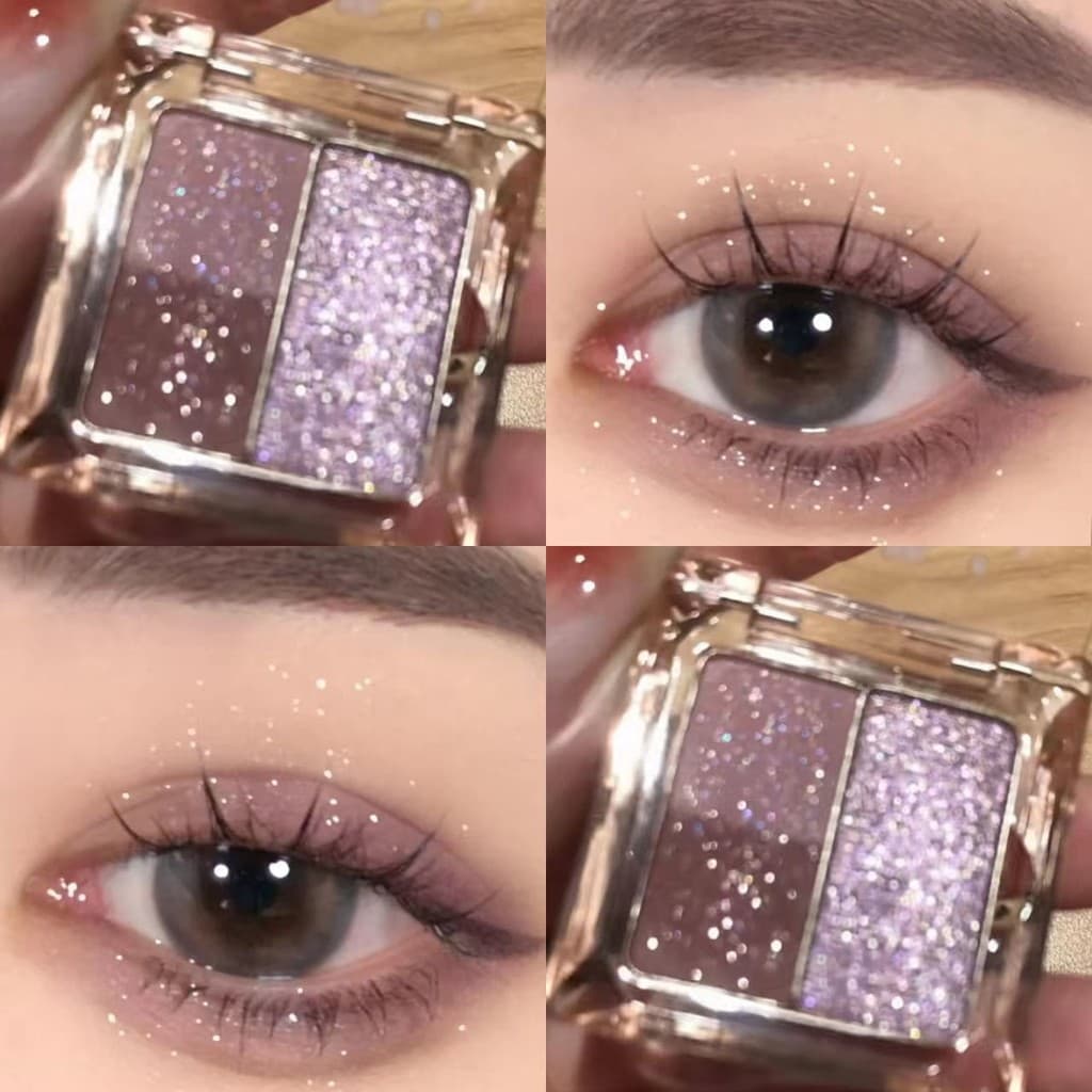 Sombra de olhos portátil para meninas, em tons roxo claro cintilante, branco pérola e rosa uva cintilante, paleta de maq