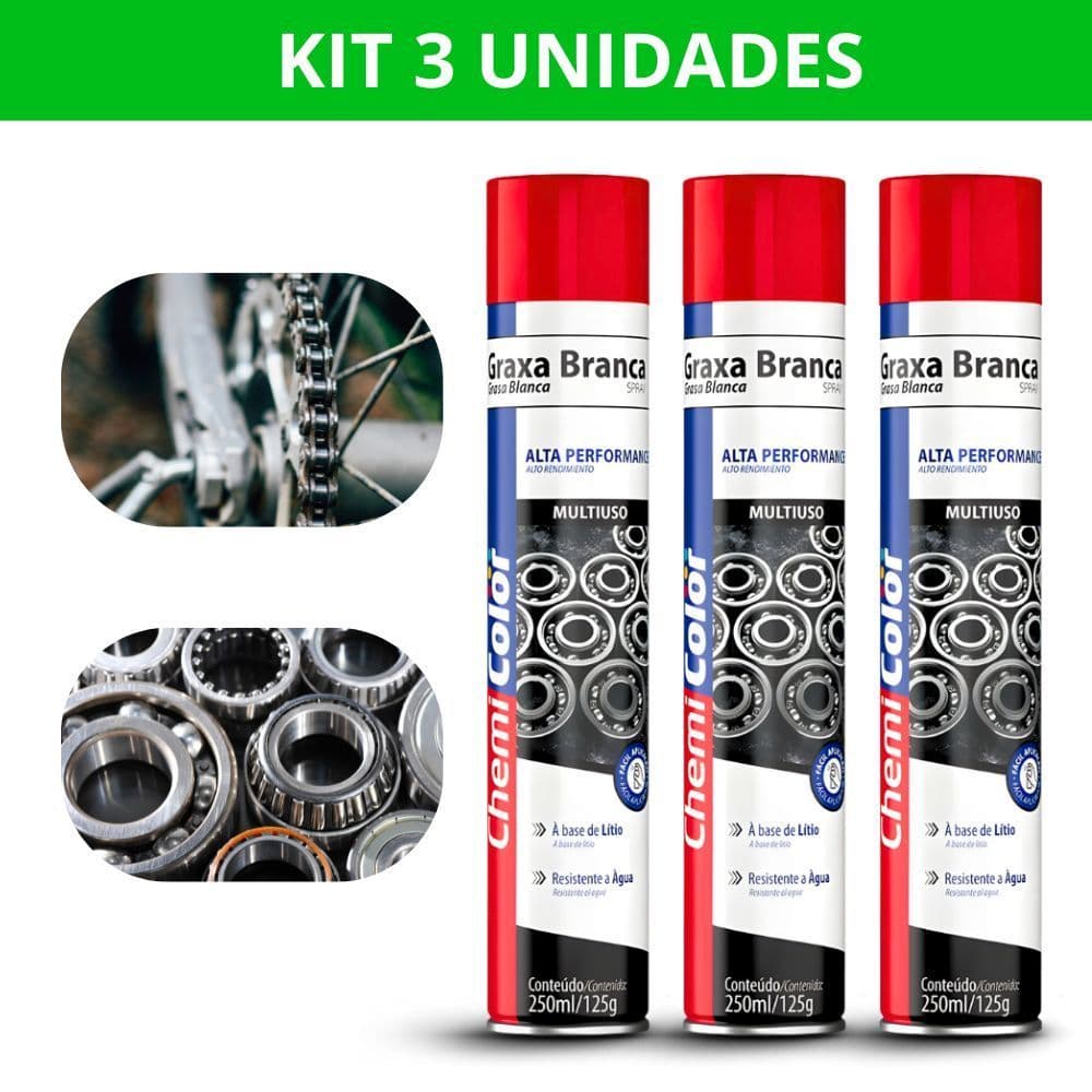 Kit 3 Graxa Spray Chemicolor 250ml Proteção Contra Ferrugem E Atrito