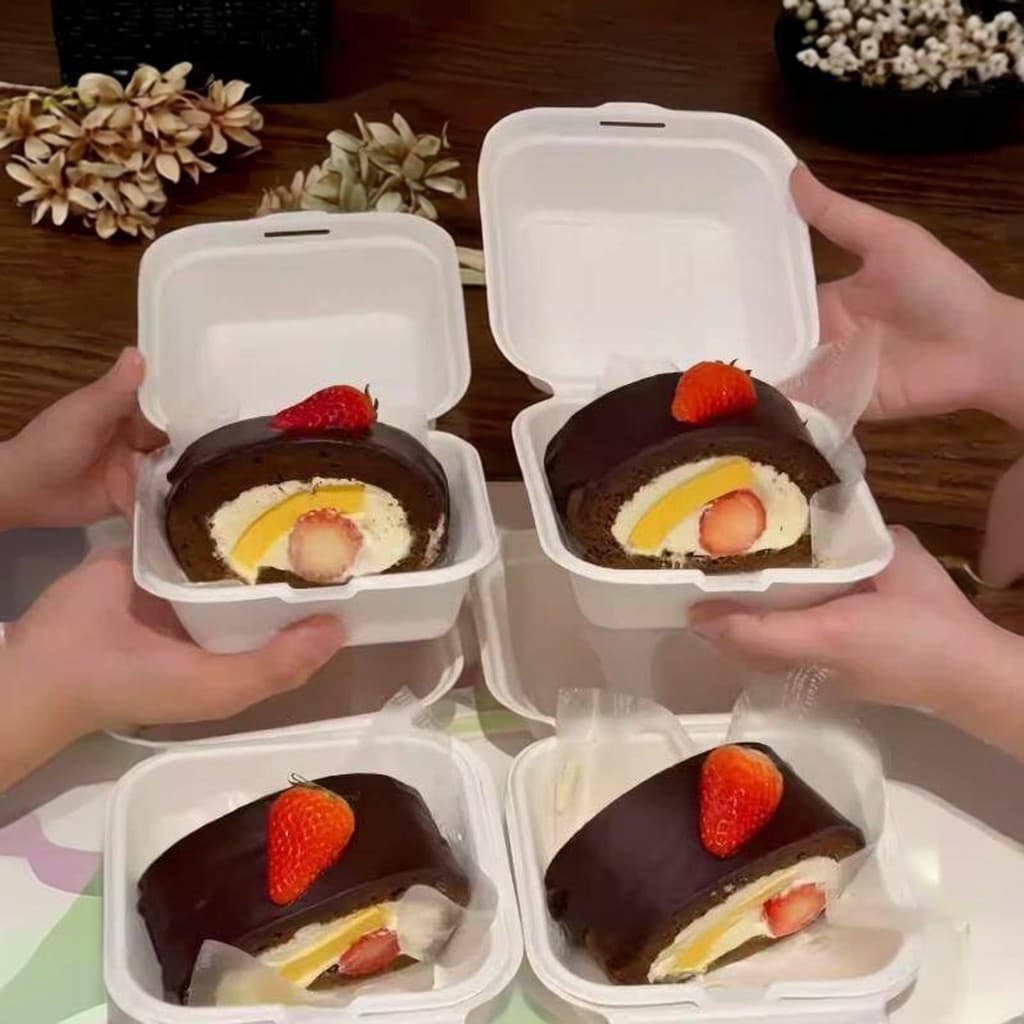 Caramelo Bree toalha rolo caixa de embalagem Bagel Tiramisu bola pudim picado Taro pele de tigre bolo polpa Bento caixa
