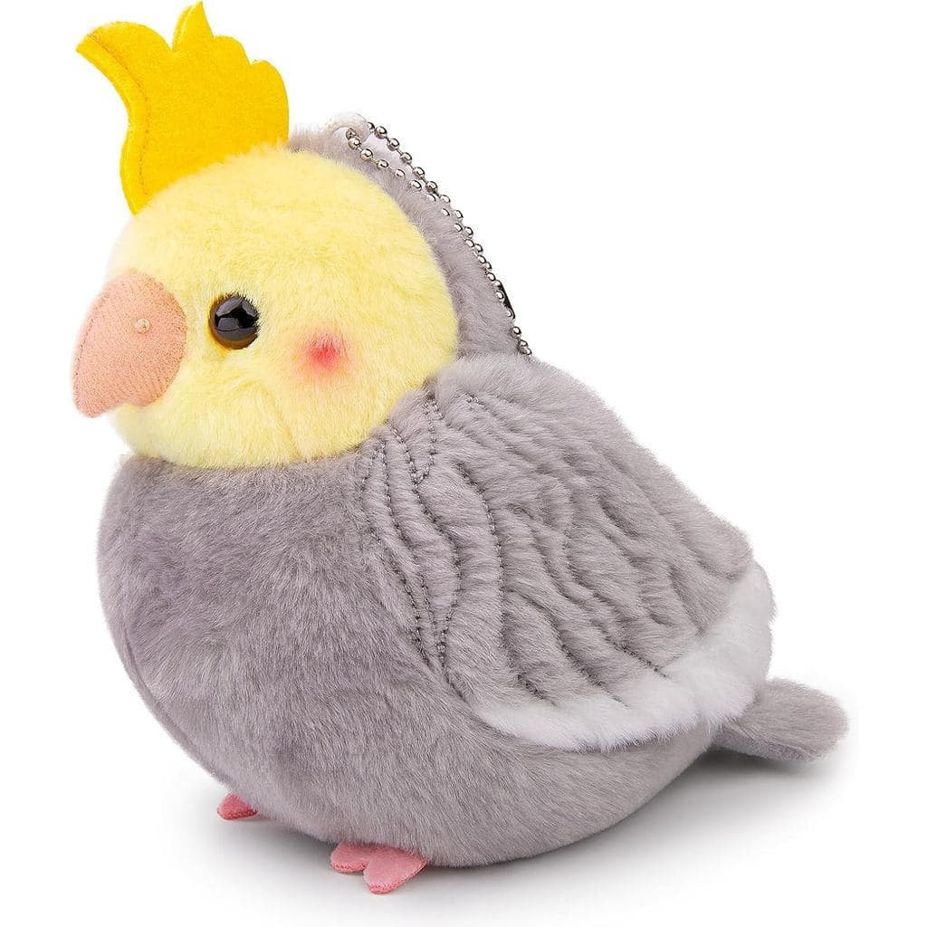 Chaveiro de Pelúcia Fofo Calopsita - Papagaio Cinza de 5 Polegadas, Bicho de Pelúcia Macio com Pingente